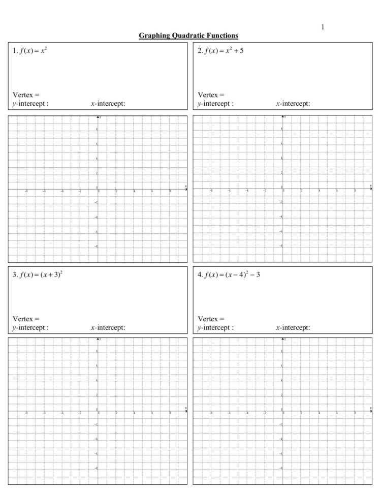 3 Graphing Quadratic Functions Worksheet