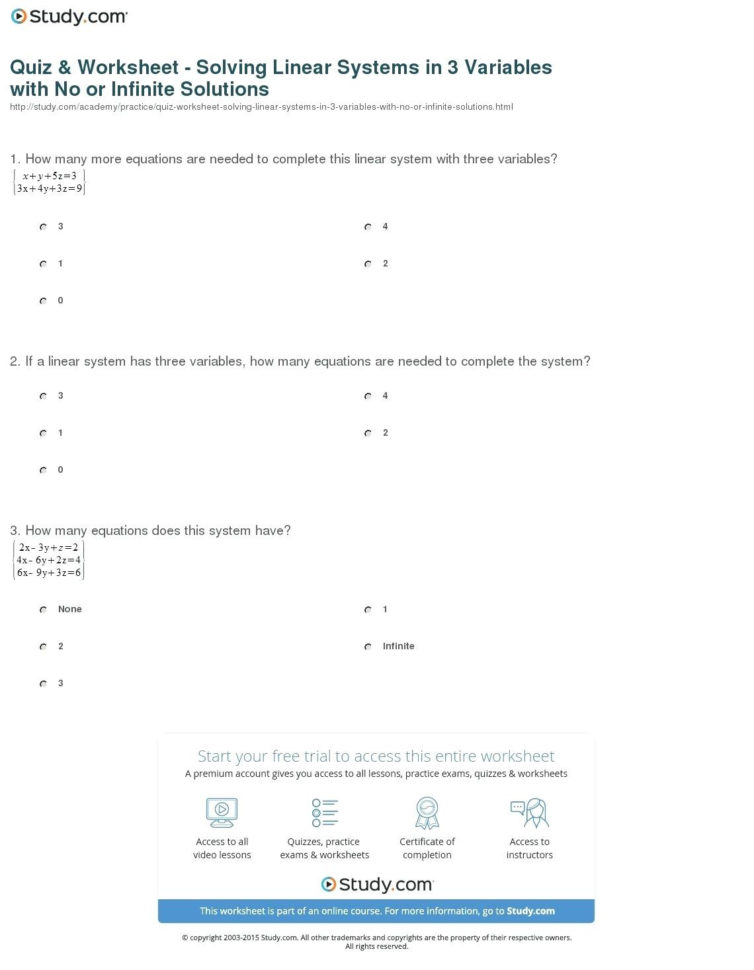 3 Variable System Of Equations Worksheet Math Multi Step