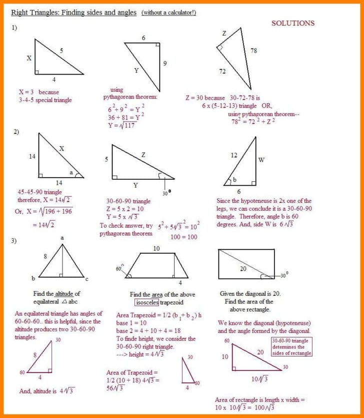 Special Right Triangles Worksheet Pdf — db-excel.com