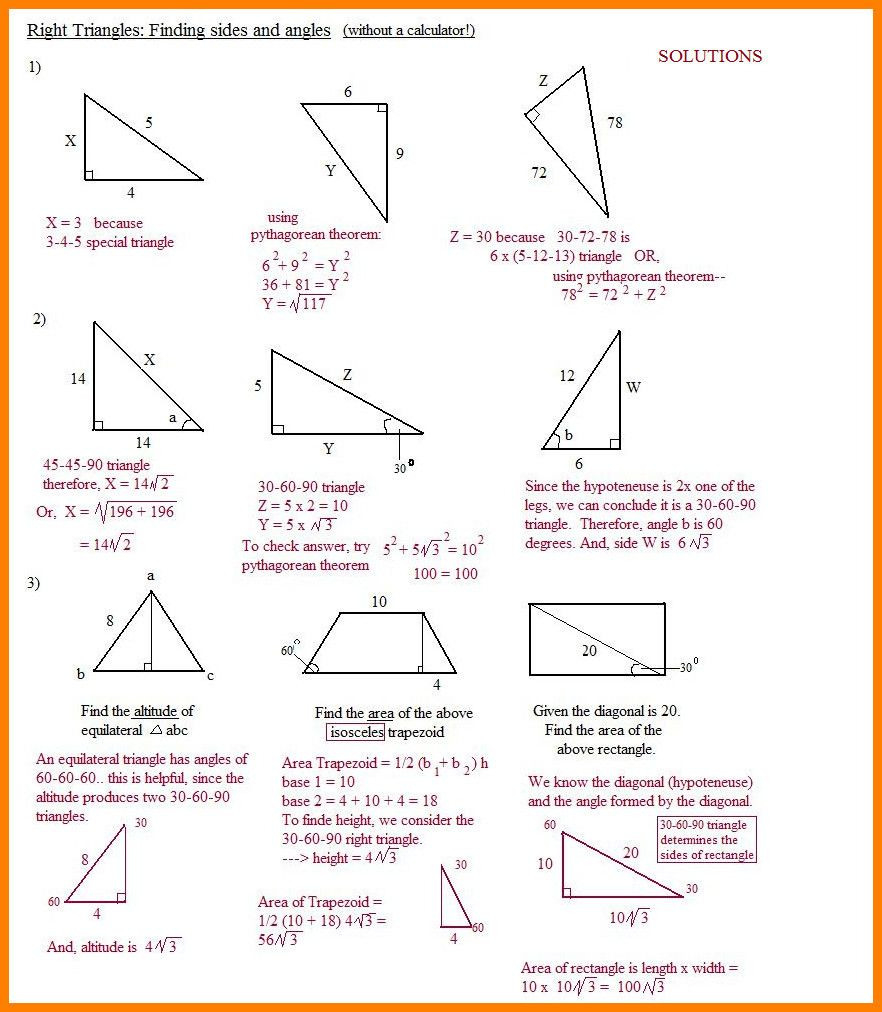 30 60 90 Triangle Worksheet With Answers —
