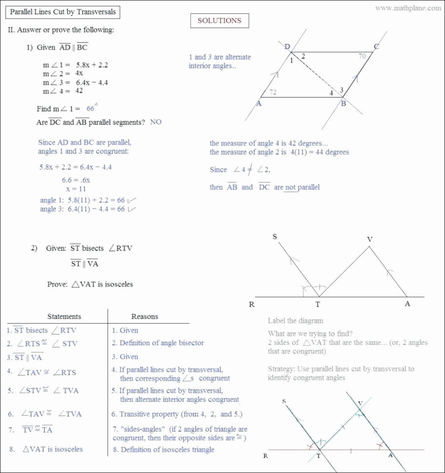 30 Angles Formedparallel Lines Cuta Transversal