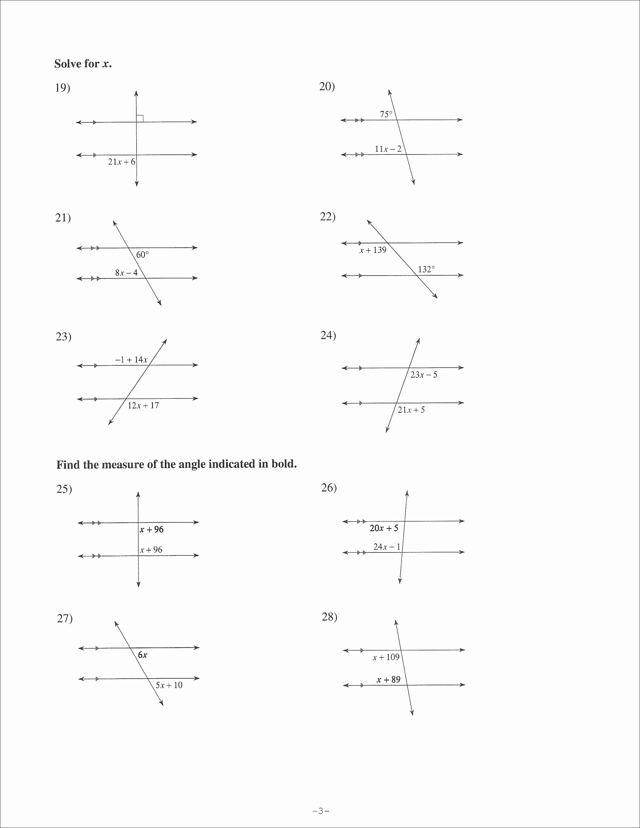 parallel lines and transversals worksheet