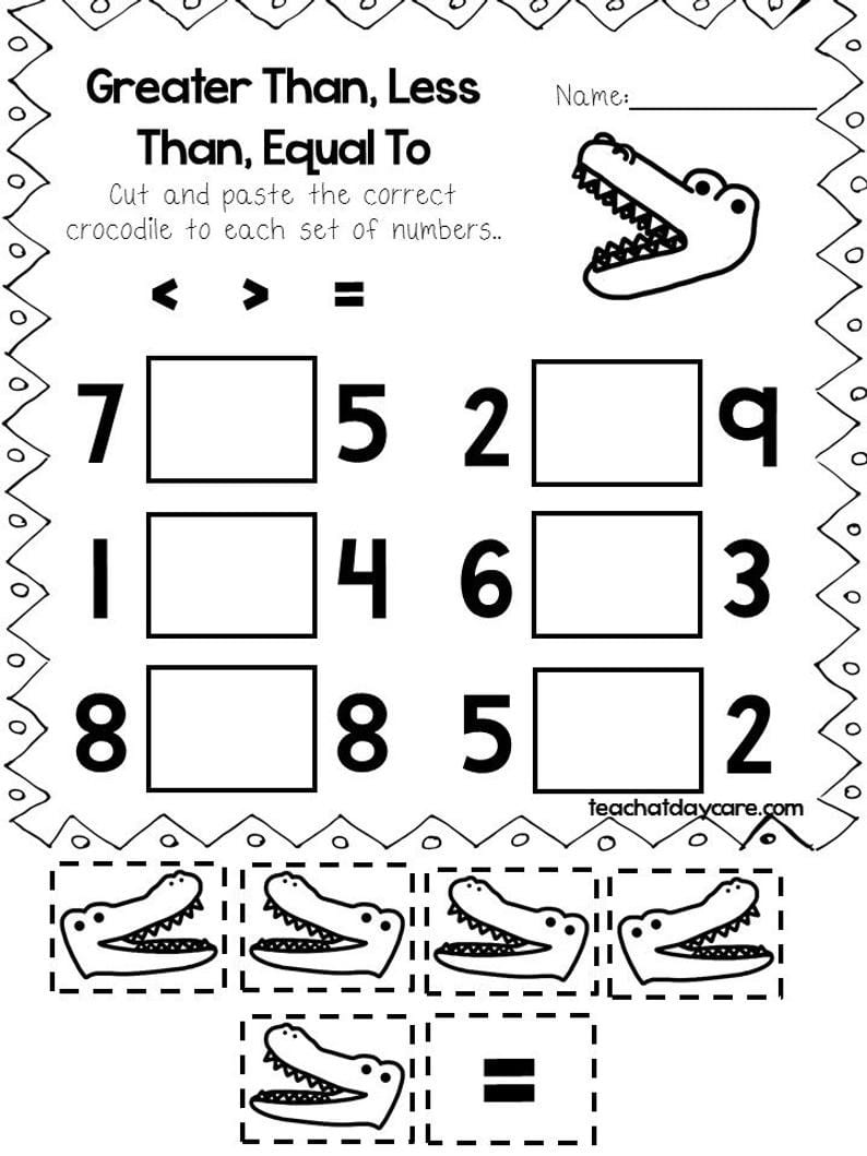 Free Kindergarten Math Worksheets Greater Than Less Than