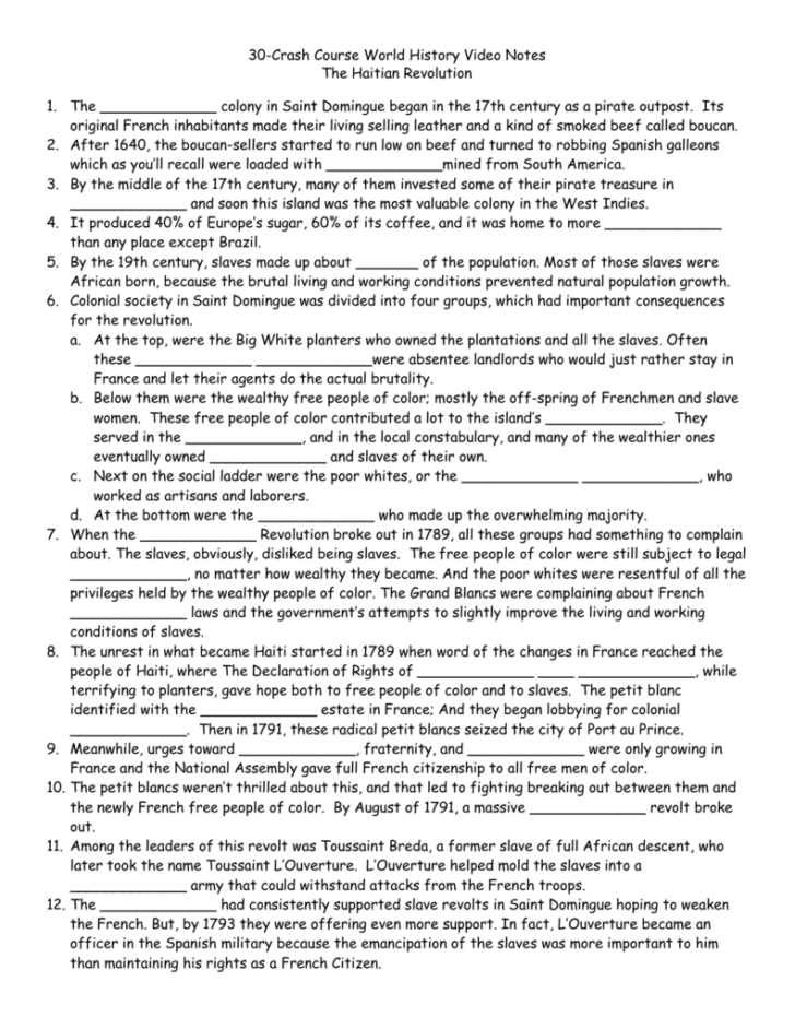 Crash Course World History Worksheet Answers