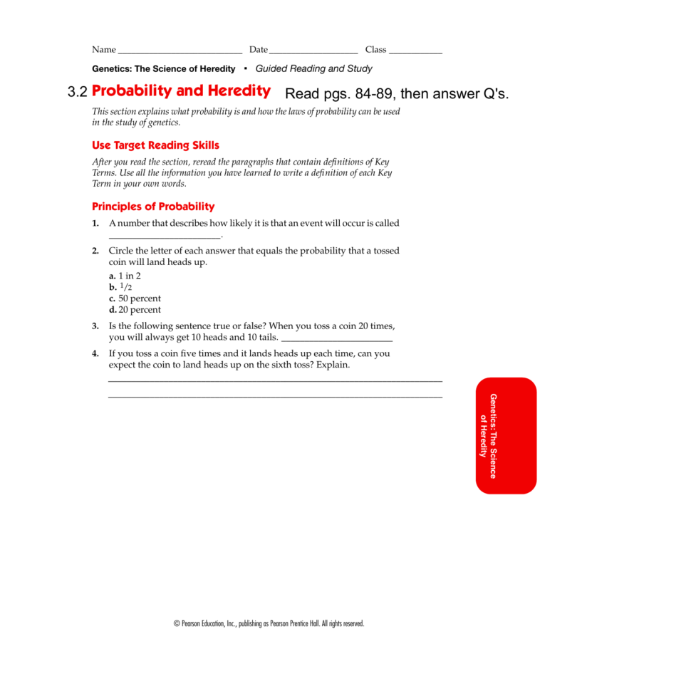 32 Probability And Genetics Gr