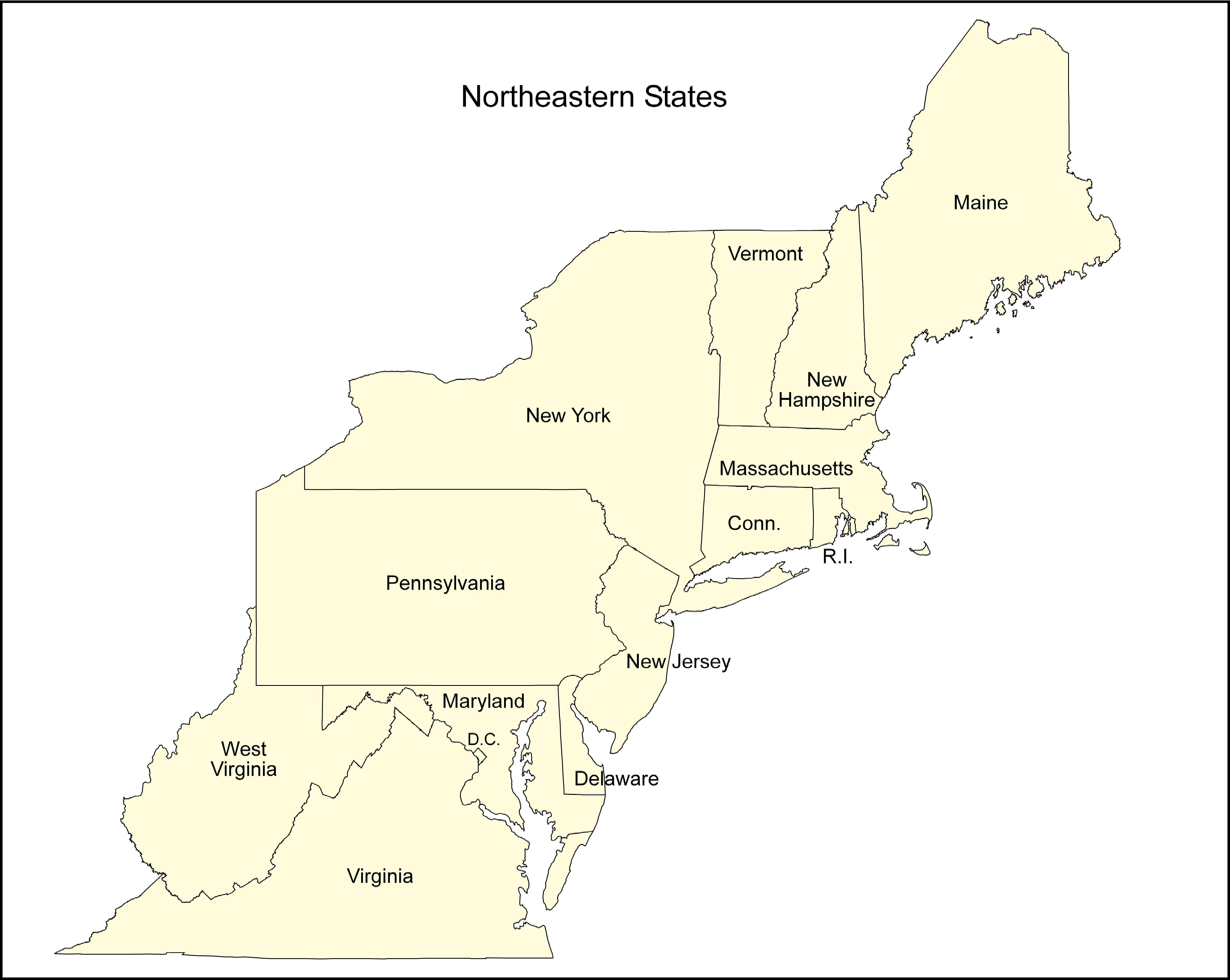 32 Specified Northeast Map With States And Capitals