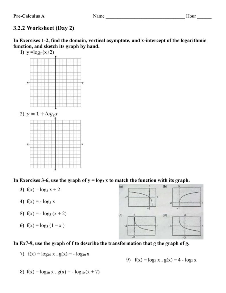 Graphing Logarithmic Functions Worksheet — db-excel.com