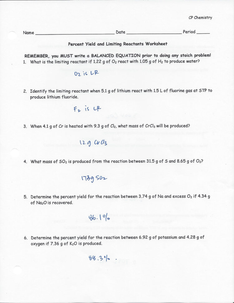 Limiting Reactants Chem Worksheet 12 3 — db-excel.com