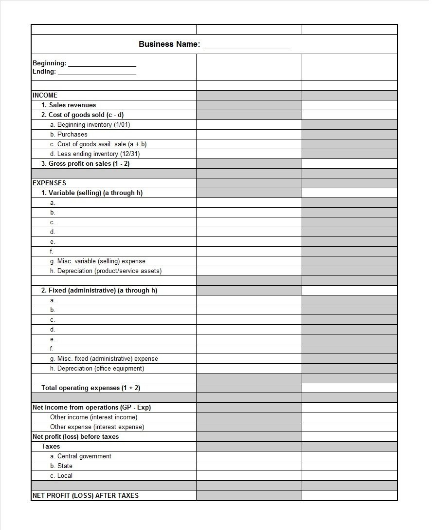 35 Profit And Loss Statement S  Forms