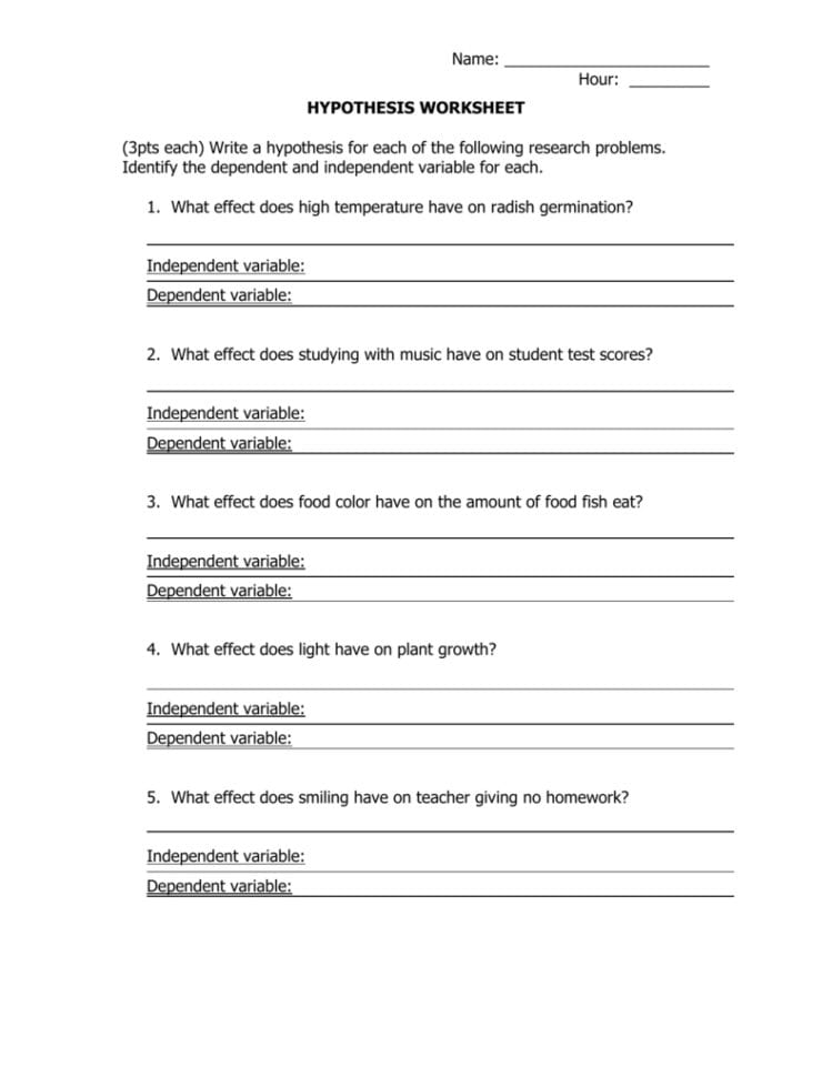 36 Stunning Independent And Dependent Variables Worksheet