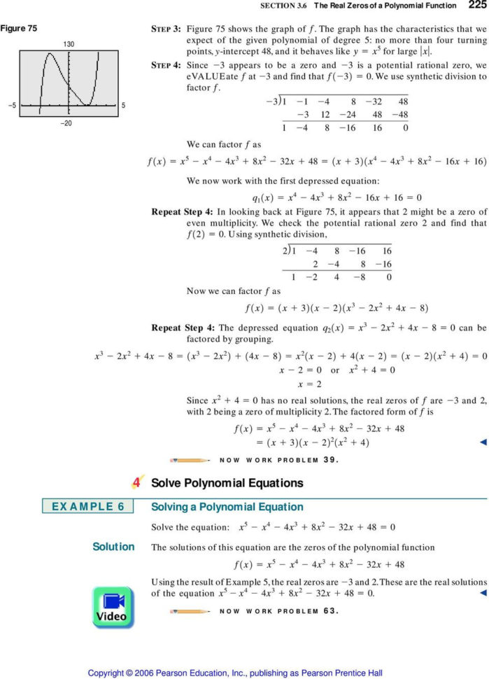 36 The Real Zeros Of A Polynomial Function  Pdf