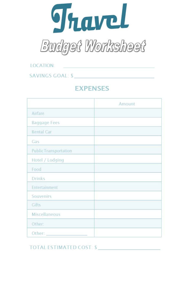 36 Travel Budget S  Vacation Budget Planners