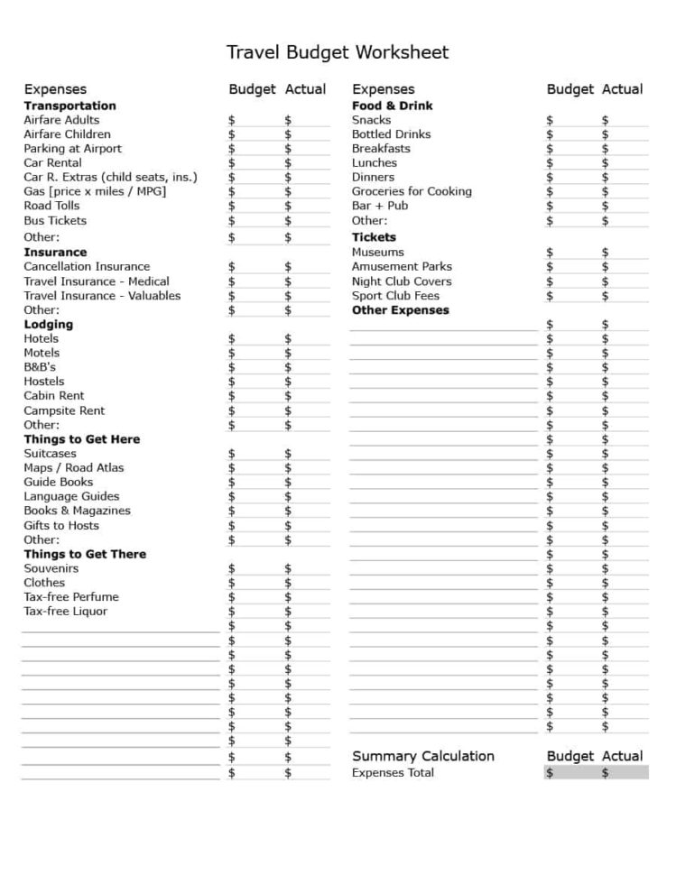 36 Travel Budget S  Vacation Budget Planners
