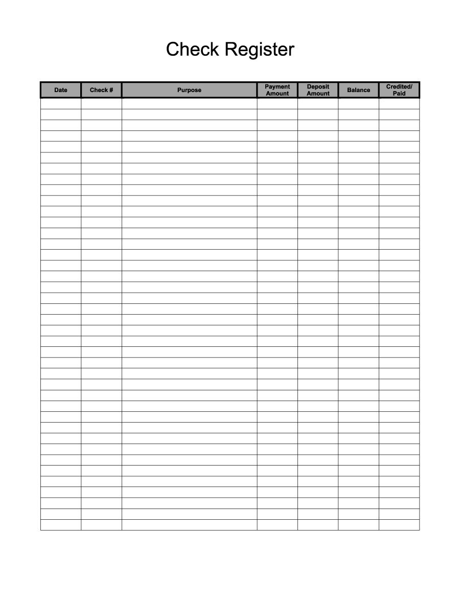 free printable checkbook register for personal size checks
