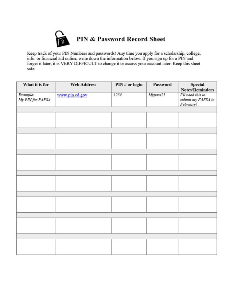 39 Best Password List S Word Excel  Pdf ᐅ