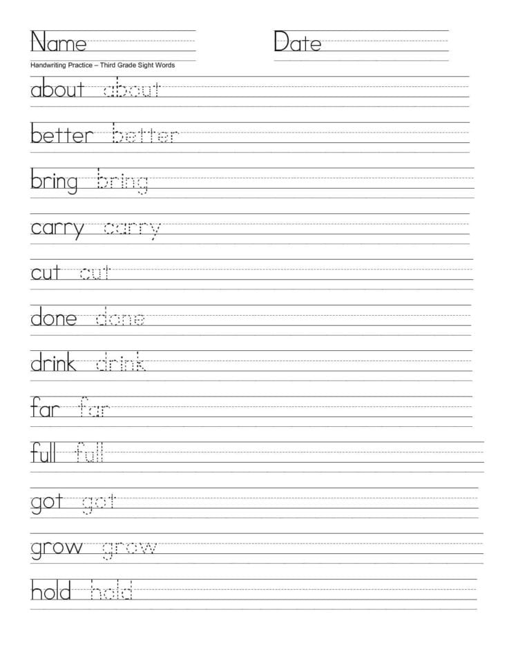3Rd Grade Handwriting Worksheets