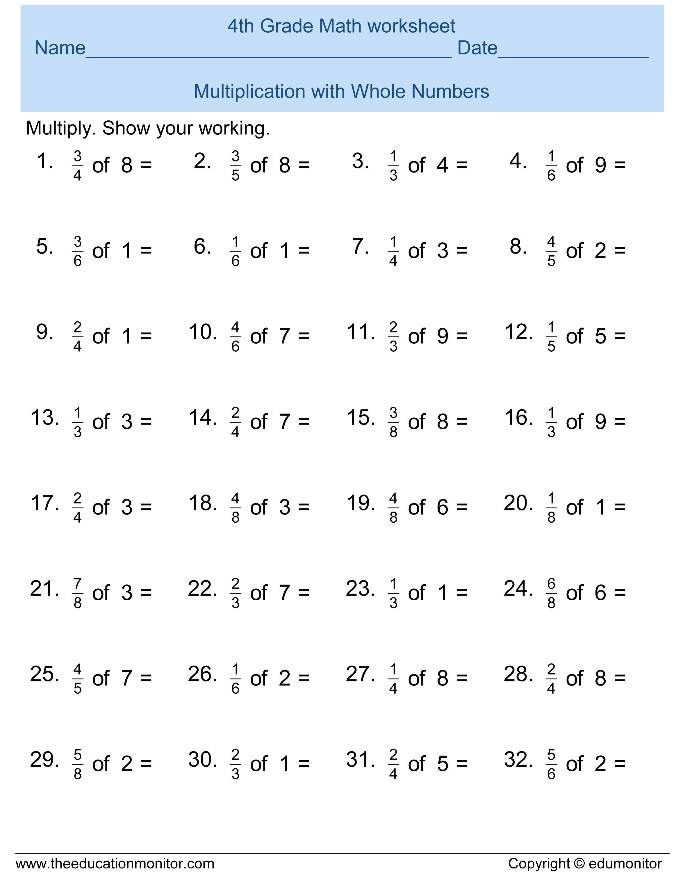 3Rd Grade Math Practice Worksheets Fun Multiplication Db excel