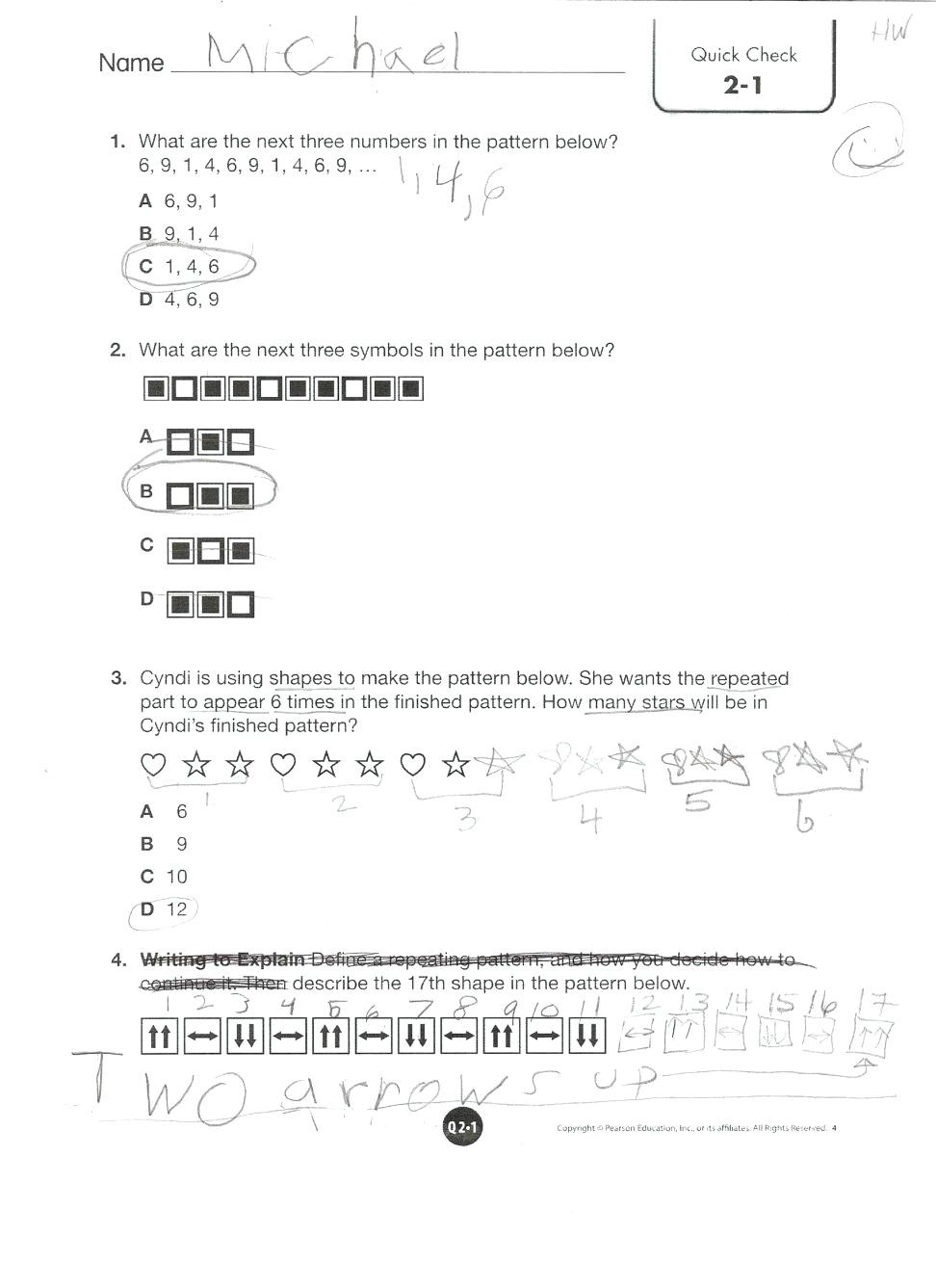 3rd Grade Math Star Test Practice Worksheets
