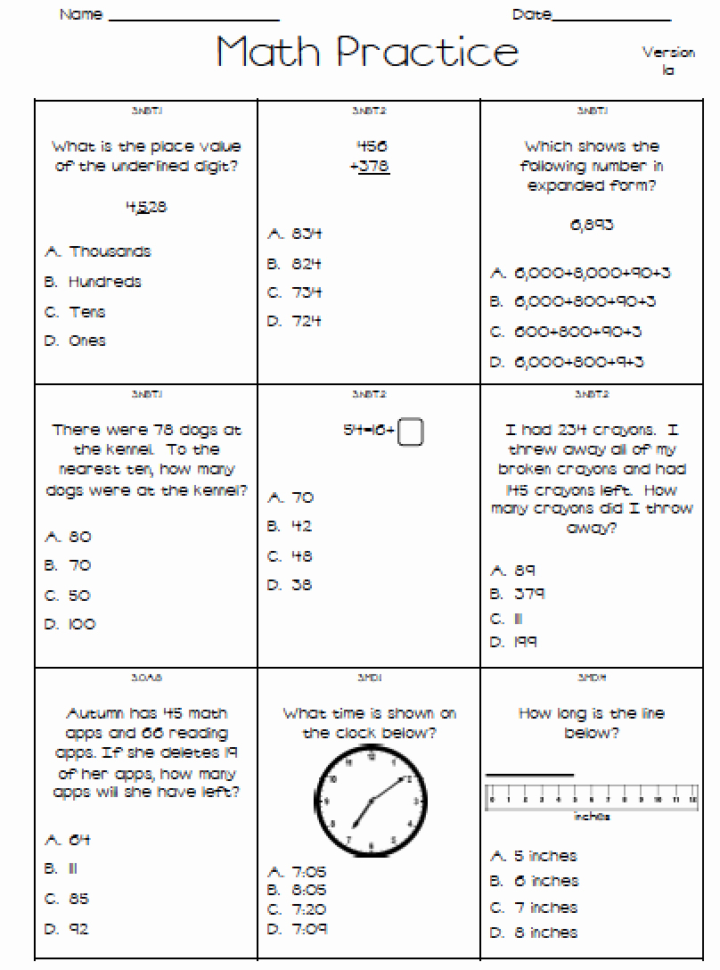 3Rd Grade Math Staar Test Practice Worksheets To Printable