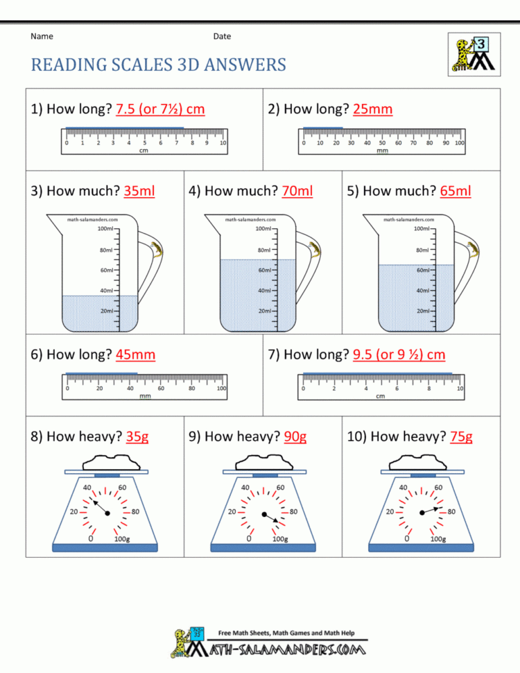 3Rd Grade Measurement Worksheets