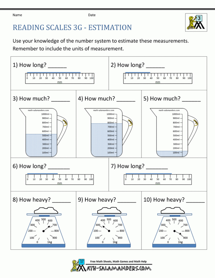 3Rd Grade Measurement Worksheets