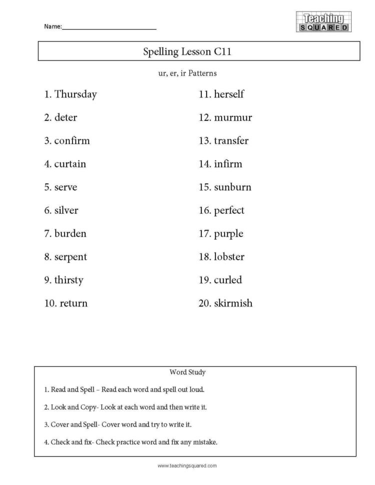 3rd Grade Spelling Lists Teaching Squared — Db