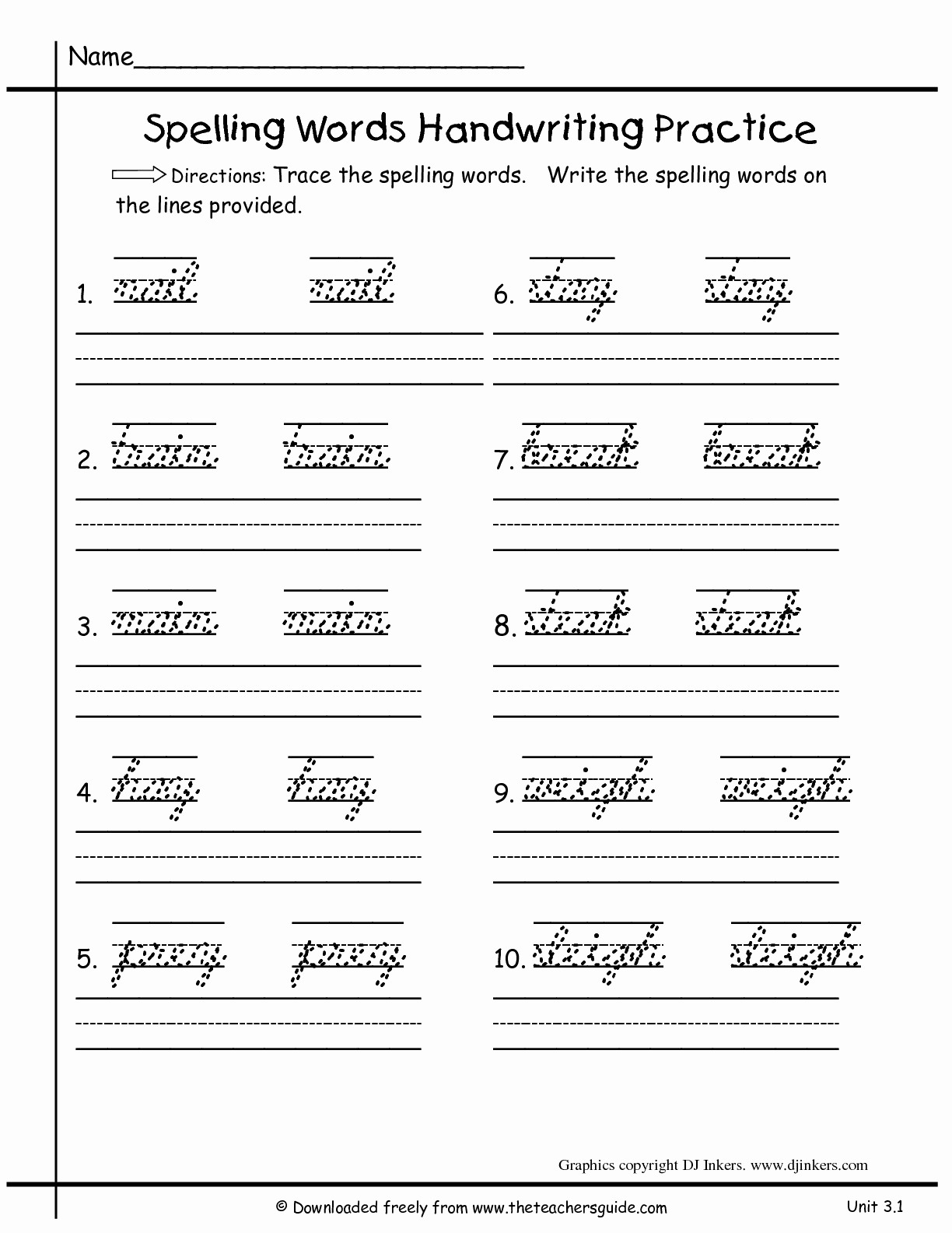 3Rd Grade Spelling Worksheets To Printable To Math Db excel