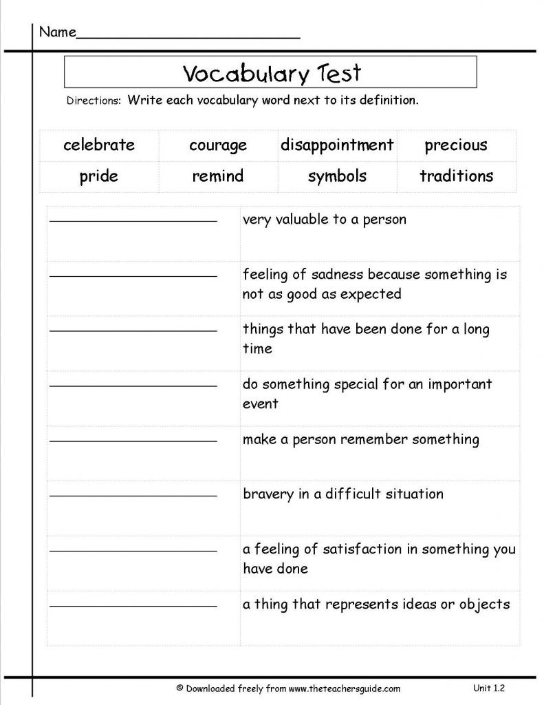 3Rd Grade Vocabulary Worksheets  Soccerphysicsonline