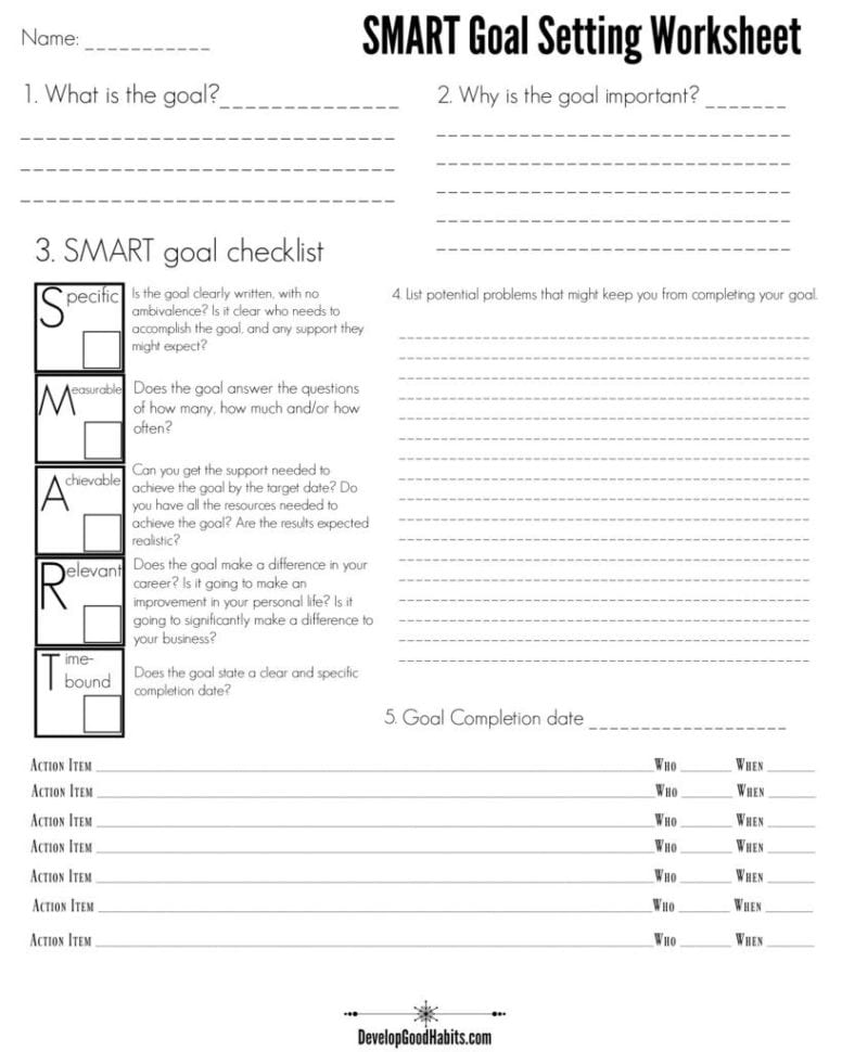 4 Free Smart Goal Setting Worksheets And S