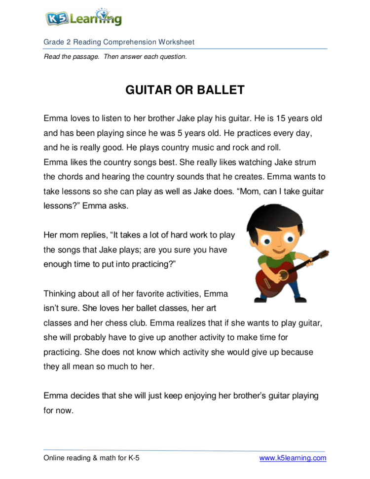 4 Reading Comprehension Worksheet  In Pdf