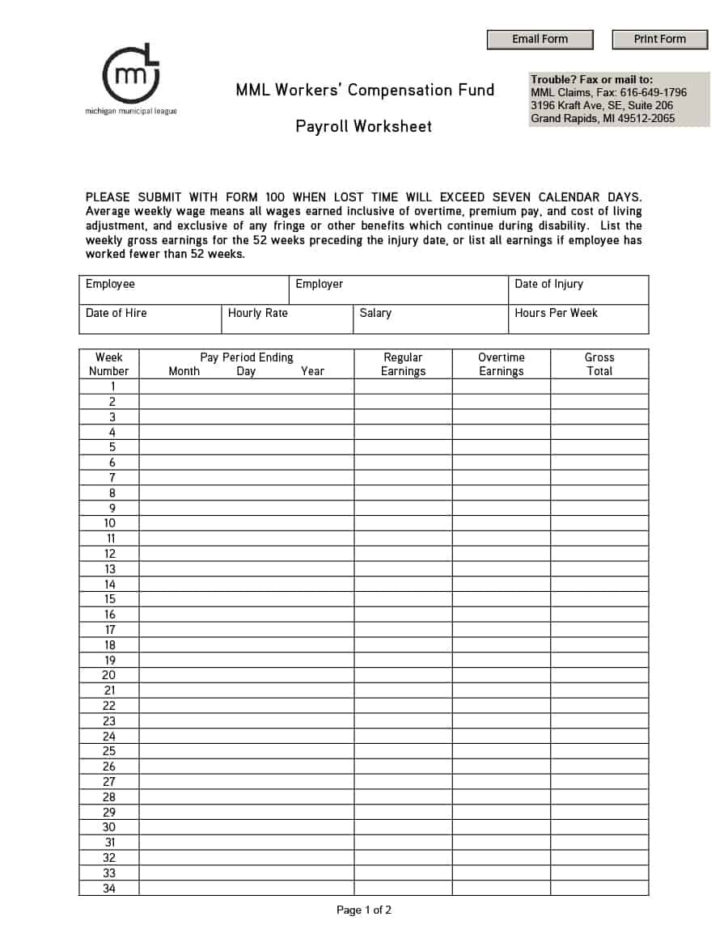 Payroll Worksheet Sample | db-excel.com