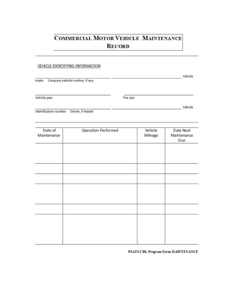 40 Printable Vehicle Maintenance Log S ᐅ  Lab