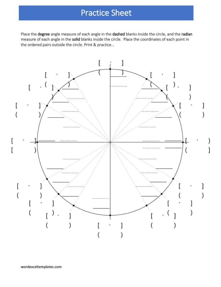 42 Printable Unit Circle Charts  Diagrams Sin Cos Tan