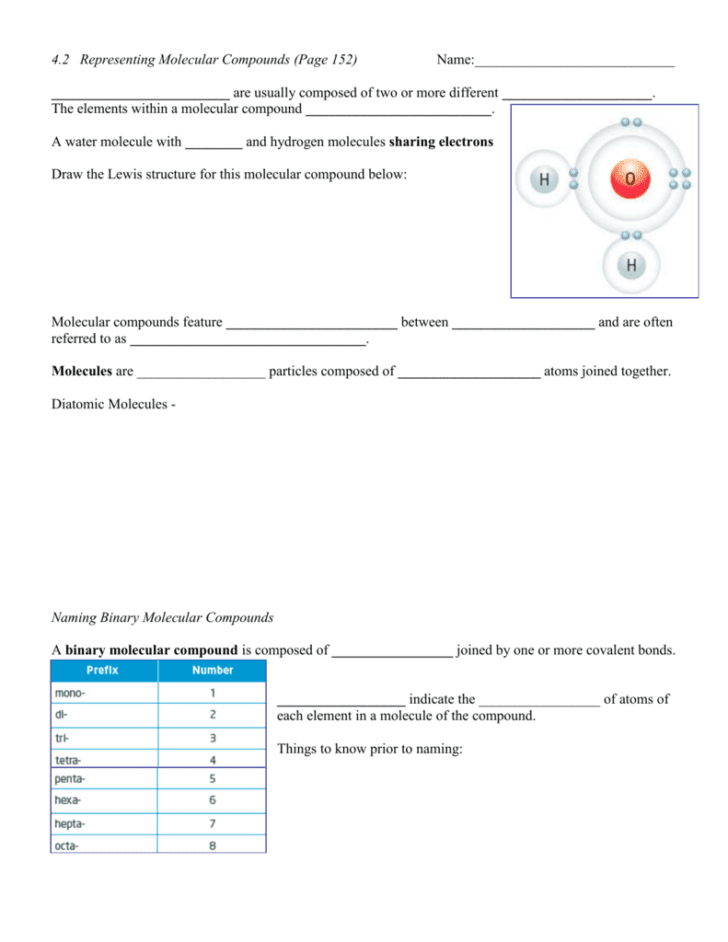 Molecular Compounds Worksheet
