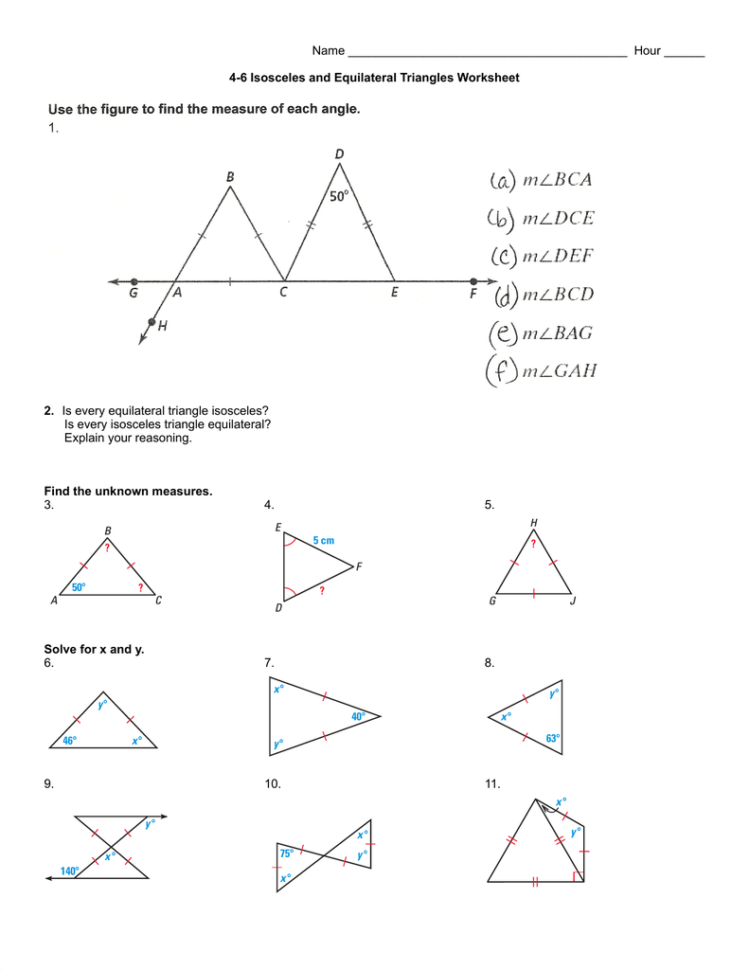 equilateral isosceles triangle worksheet
