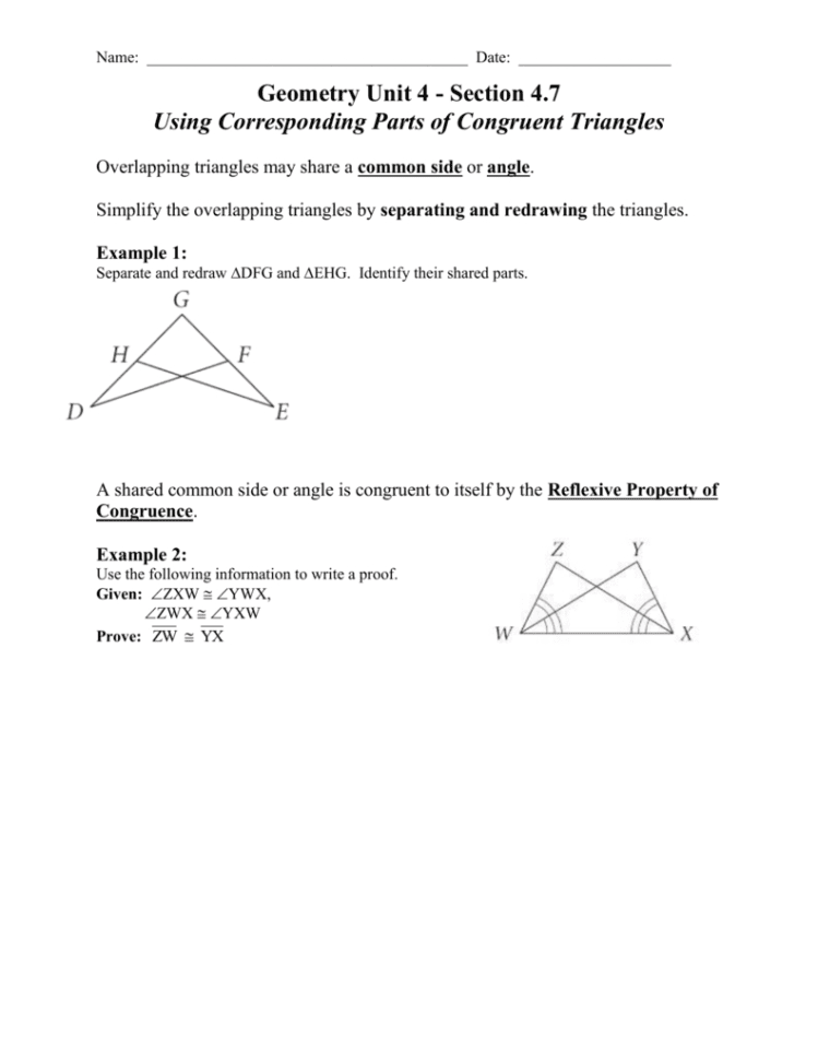 47 Using Corresponding Parts Of Congruent Triangles