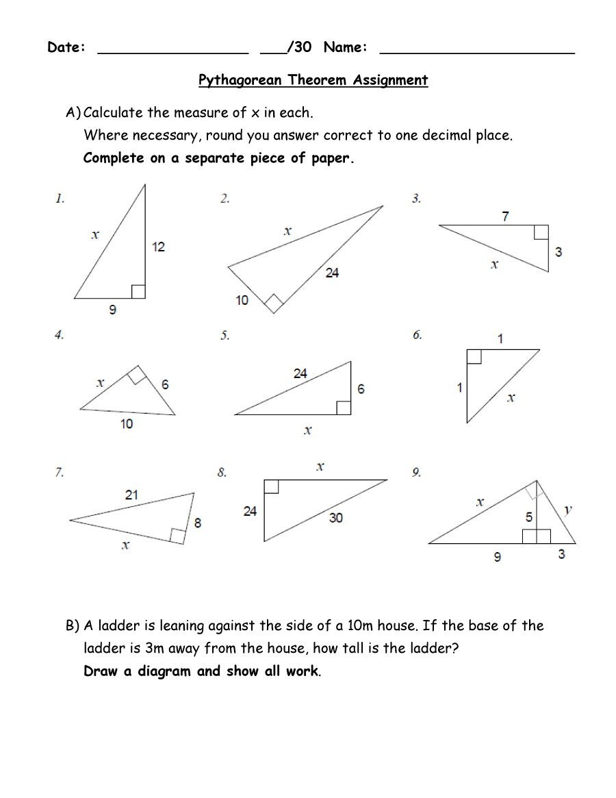 Pythagorean Theorem Worksheets And Answers