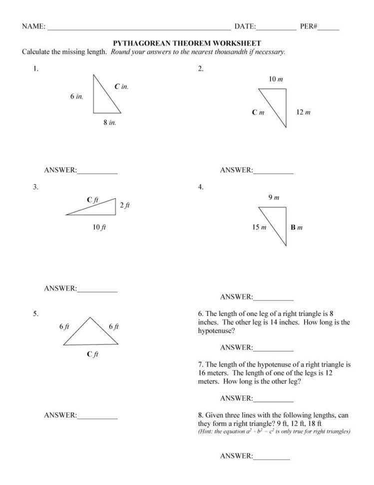 48 Pythagorean Theorem Worksheet With Answers Word  Pdf