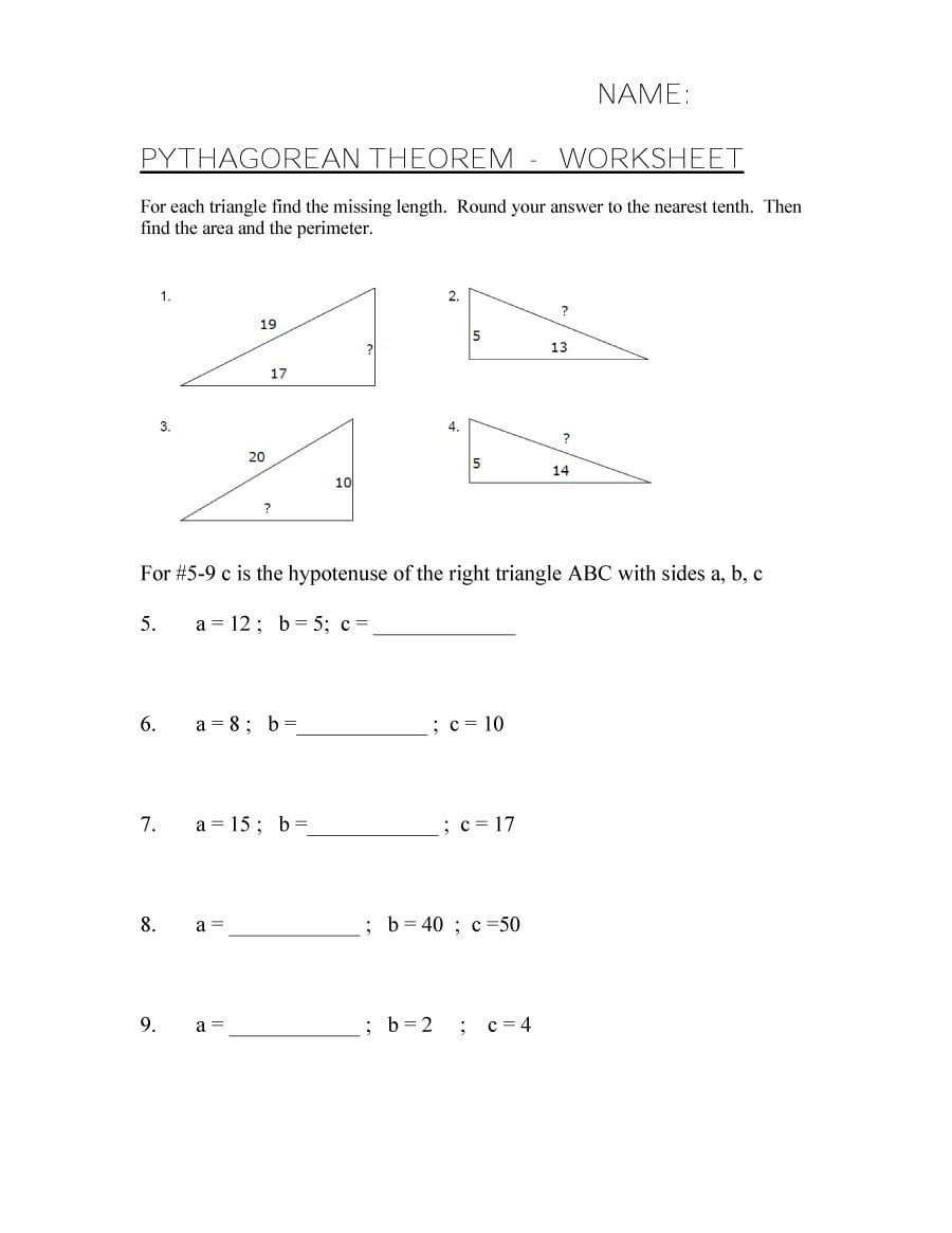 48 Pythagorean Theorem Worksheet With Answers Word  Pdf