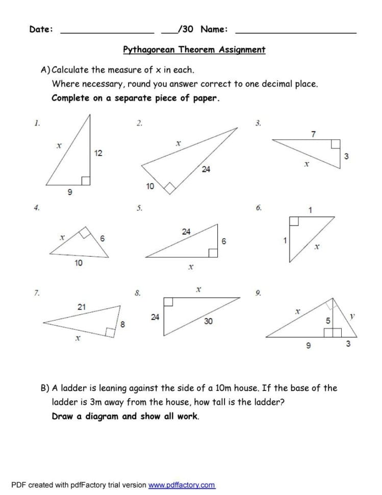 48 Pythagorean Theorem Worksheet With Answers Word  Pdf