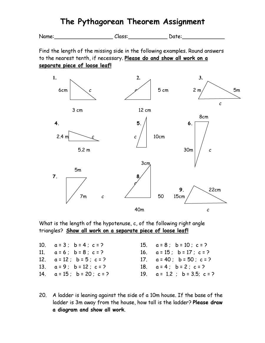 48 Pythagorean Theorem Worksheet With Answers Word Pdf Db excel