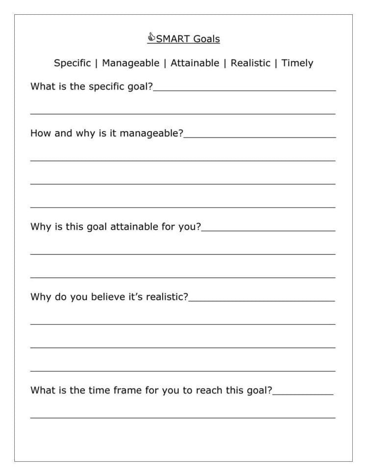 48 Smart Goals S   Worksheets ᐅ  Lab