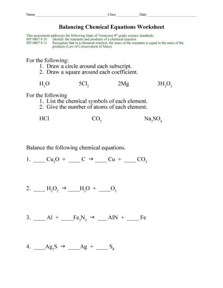 49 Balancing Chemical Equations Worksheets With Answers
