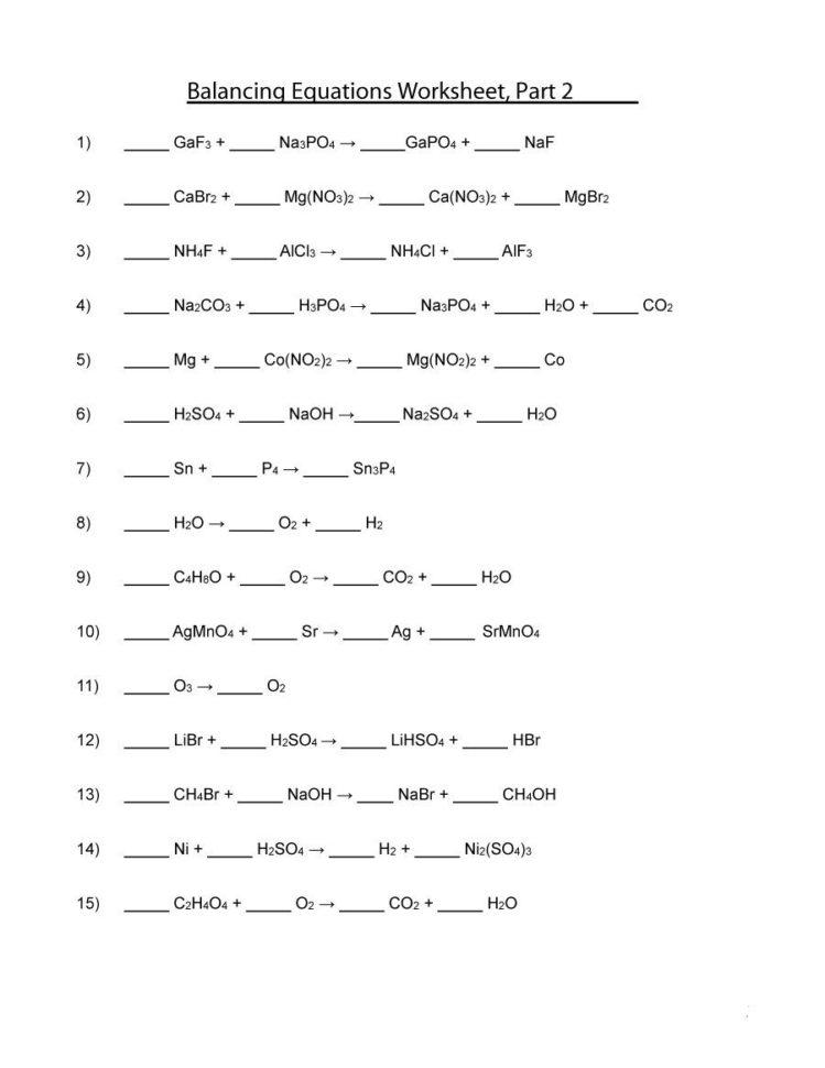 49 Balancing Chemical Equations Worksheets With Answers