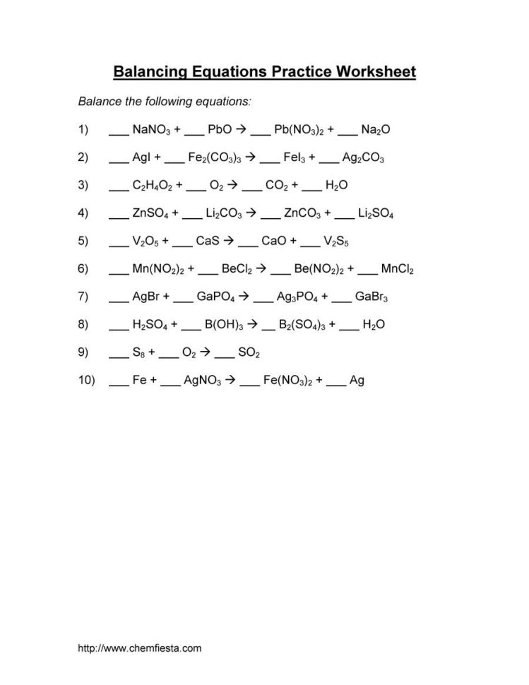 49 Balancing Chemical Equations Worksheets With Answers
