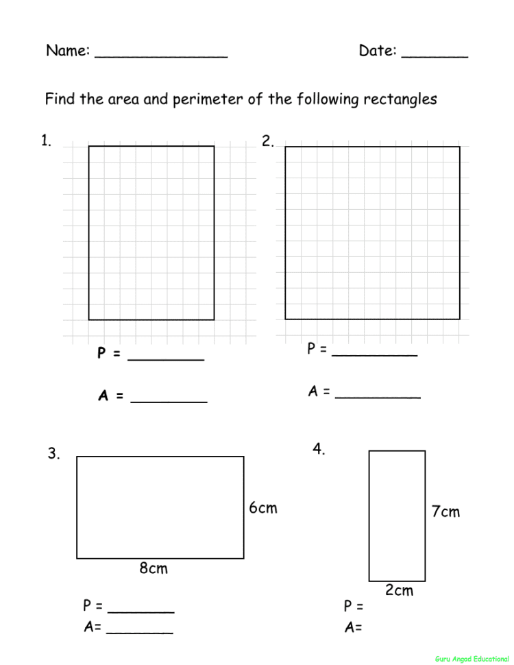 4Th Grade Math  Area And Perimeter Of A Rectangle