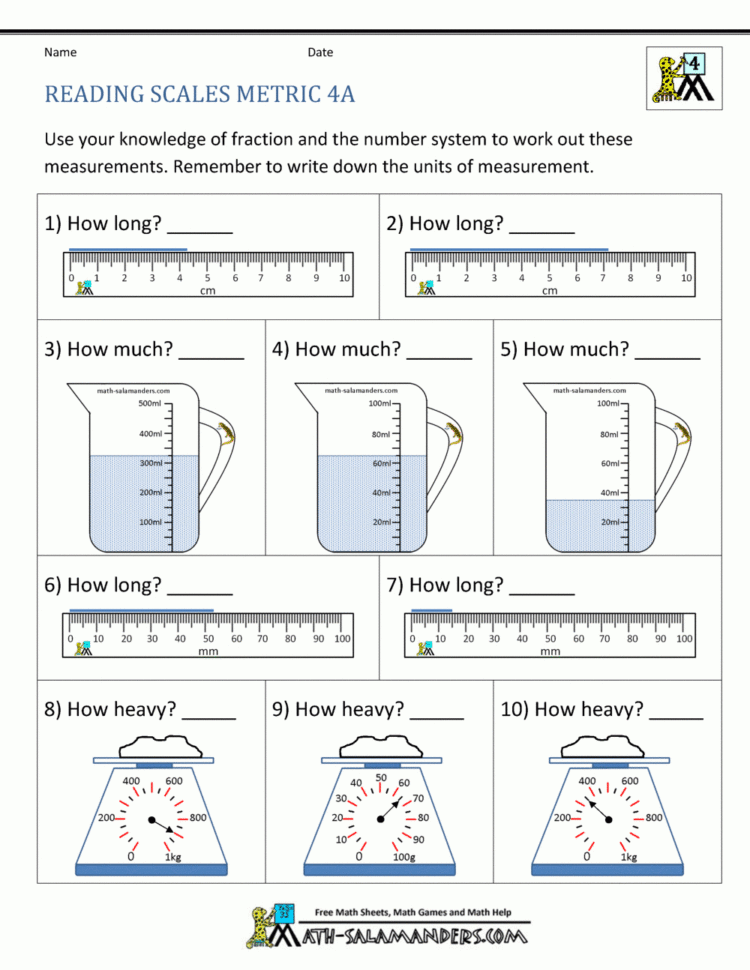 4Th Grade Measurement Worksheets