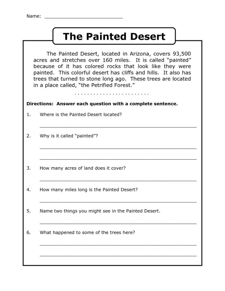 4Th Grade Reading Comprehension Worksheets  Best Coloring