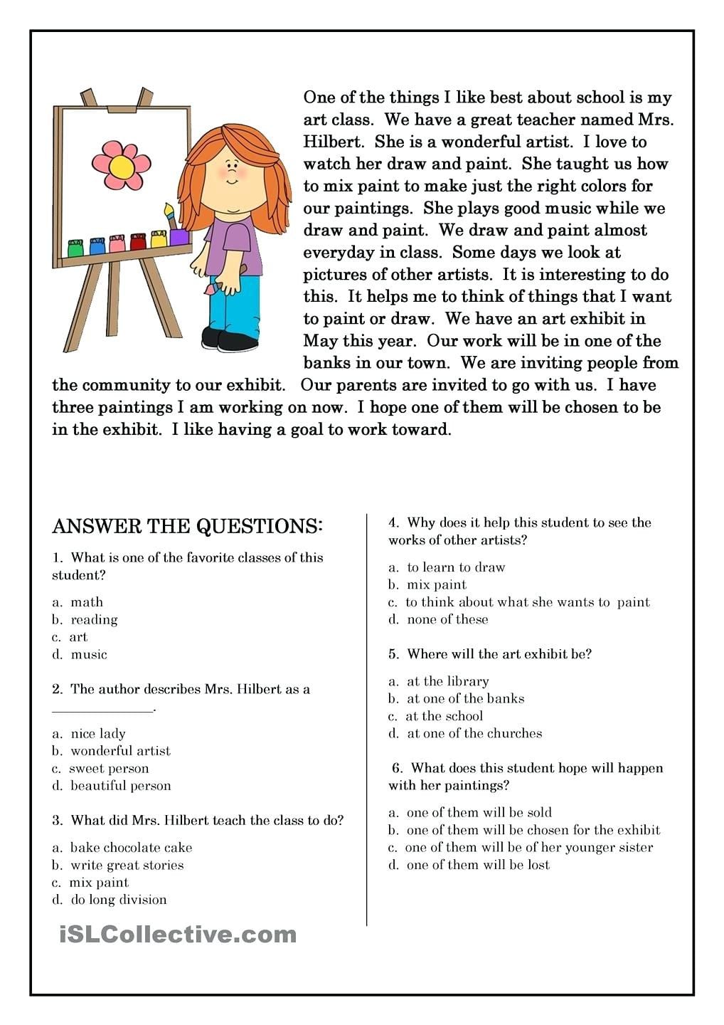 Esl worksheets For Children Esl Reading Comprehension worksheets For Adults Db Excelcom 