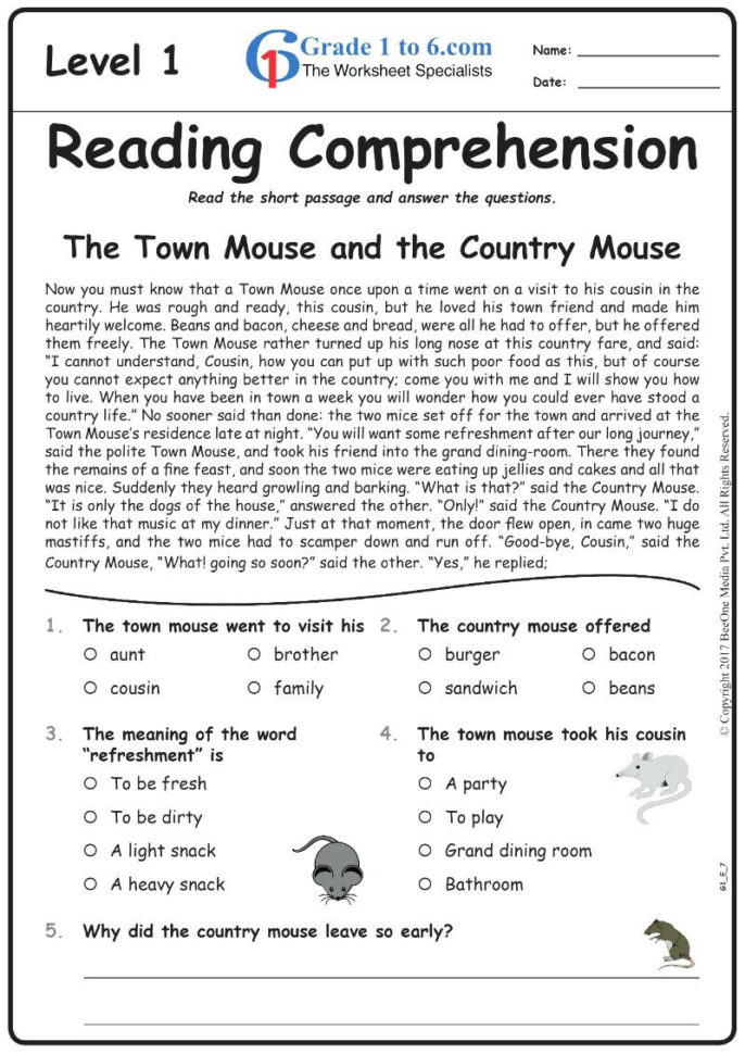 4Th Grade Reading Comprehension Worksheets Pdf For Print db excel com